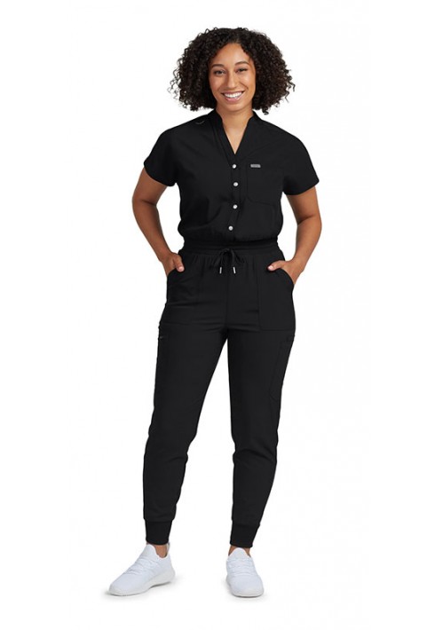 Landau Forward – LO603 - Women's 8-Pocket Cargo Scrub Jumpsuit - Black